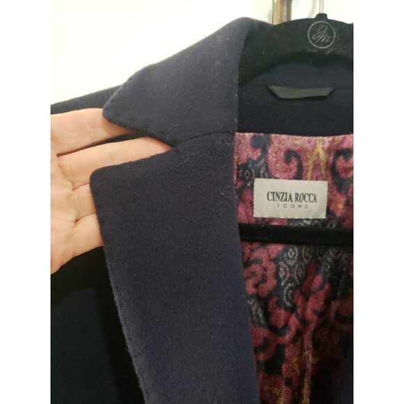 Cinzia Rocca Women’s Navy Blue Wool Cashmere Pea Coat Size 38 US 2 Italy - Picture 5 of 13